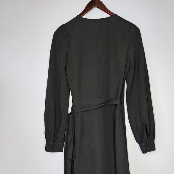 Yumi Kim Casanova Long Sleeve Wrap Dress Black Formal Cocktail Wedding Guest XS - Picture 7 of 15